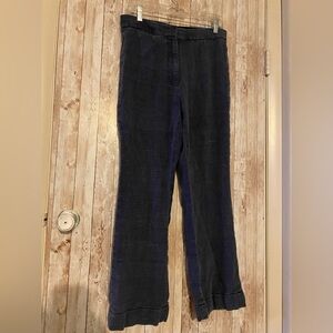 Stella McCartney blue silk and linen dress pants size 44 wide leg bottoms large